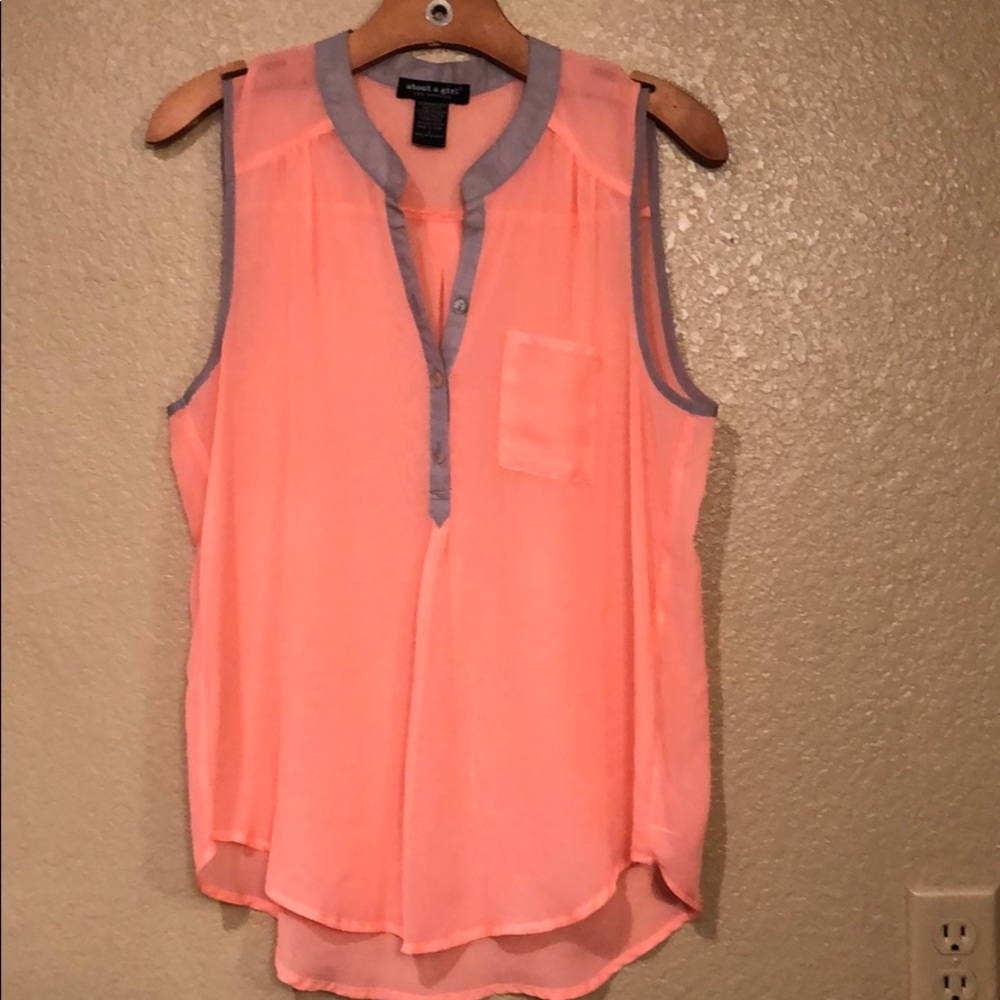 Orange and gray sheer tank